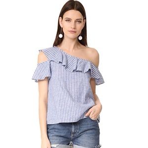 Madewell  One Shoulder Ruffle Top Brilliant Royal